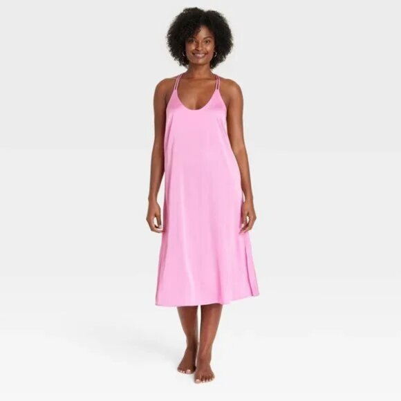 Auden Dahlia Pink Women's Satin Chemise Plus Size 1X New with Tags - Picture 1 of 2